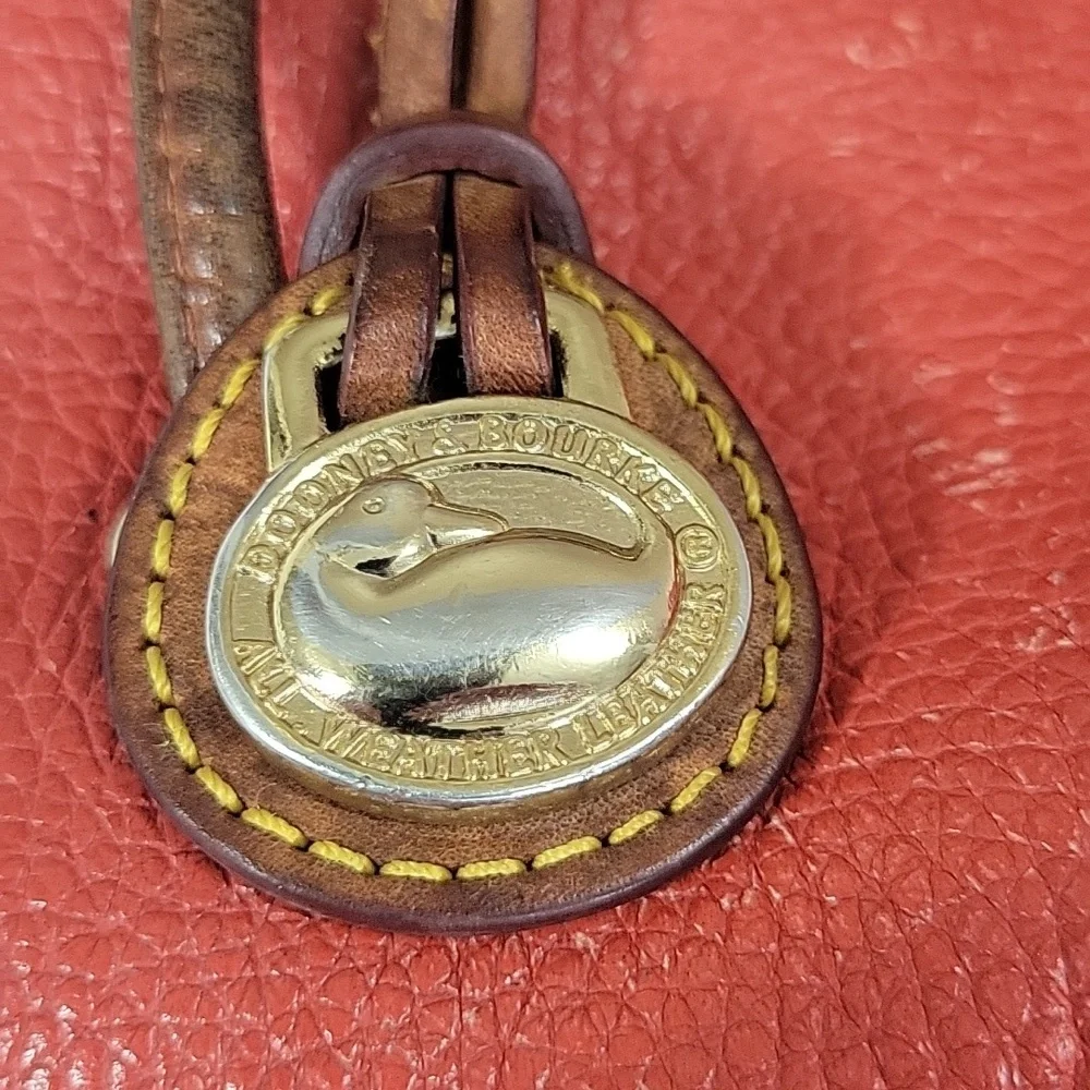 Vintage Dooney & Bourke Red Pebble Leather Drawstring Shoulder Bag